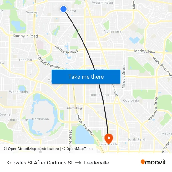 Knowles St After Cadmus St to Leederville map