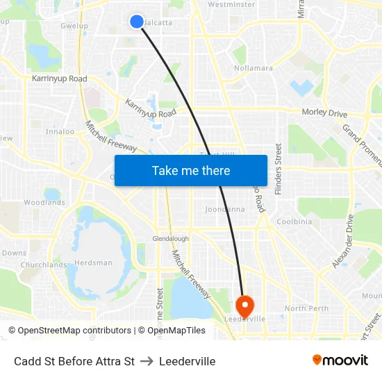 Cadd St Before Attra St to Leederville map
