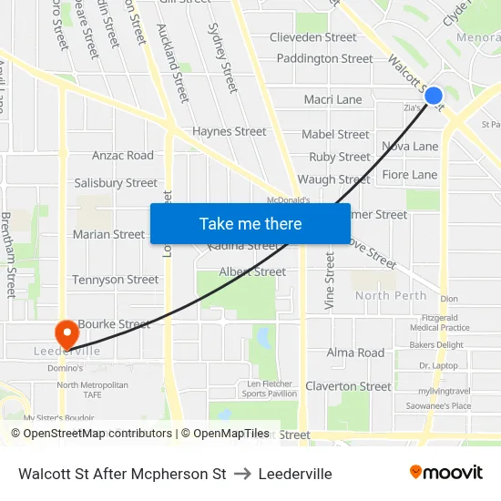 Walcott St After Mcpherson St to Leederville map