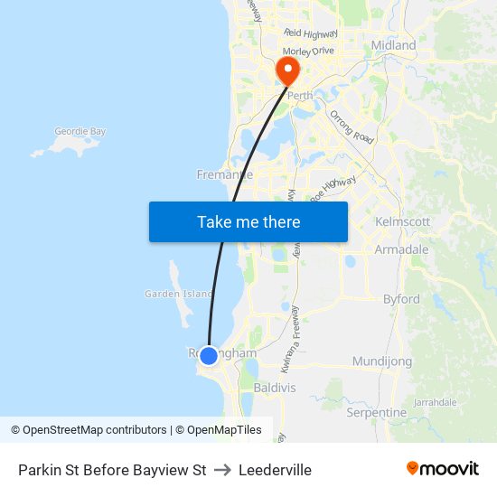 Parkin St Before Bayview St to Leederville map