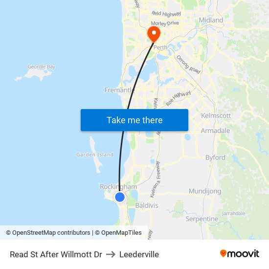 Read St After Willmott Dr to Leederville map