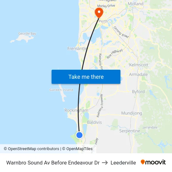 Warnbro Sound Av Before Endeavour Dr to Leederville map