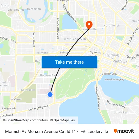 Monash Av Monash Avenue Cat Id 117 to Leederville map