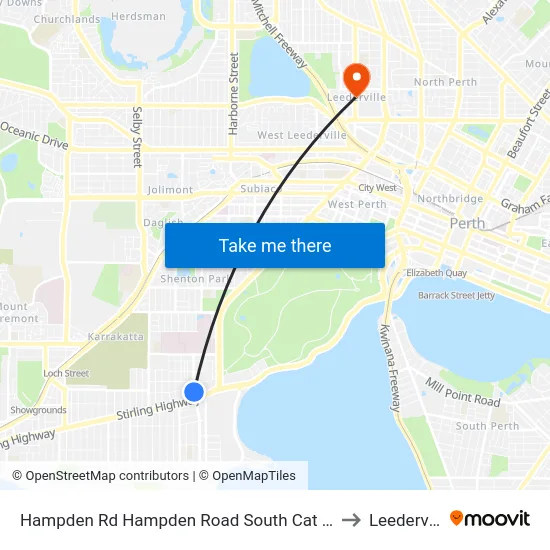 Hampden Rd Hampden Road South Cat Id 128 to Leederville map
