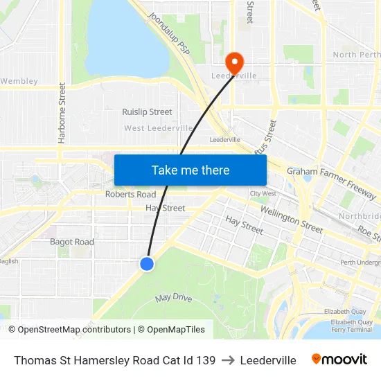 Thomas St Hamersley Road Cat Id 139 to Leederville map