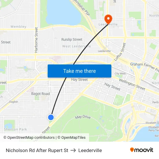 Nicholson Rd After Rupert St to Leederville map
