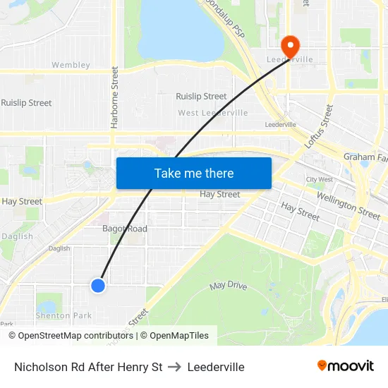 Nicholson Rd After Henry St to Leederville map