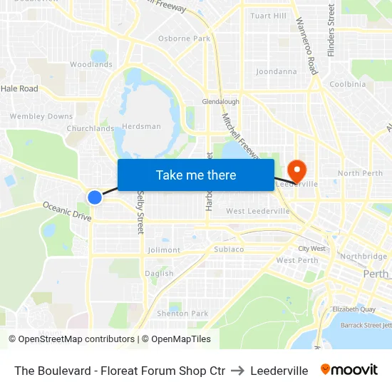 The Boulevard  - Floreat Forum Shop Ctr to Leederville map