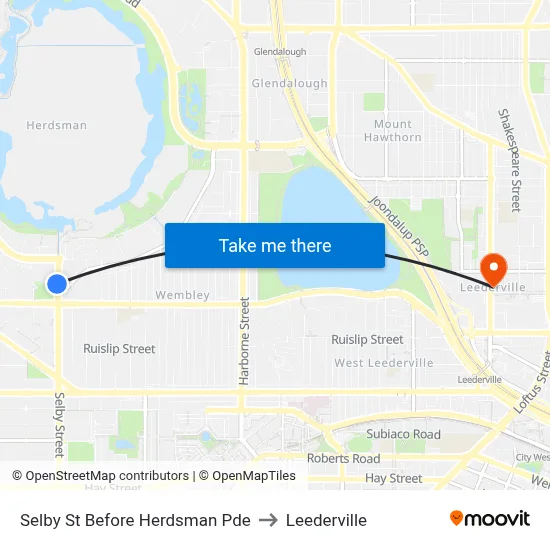 Selby St Before Herdsman Pde to Leederville map