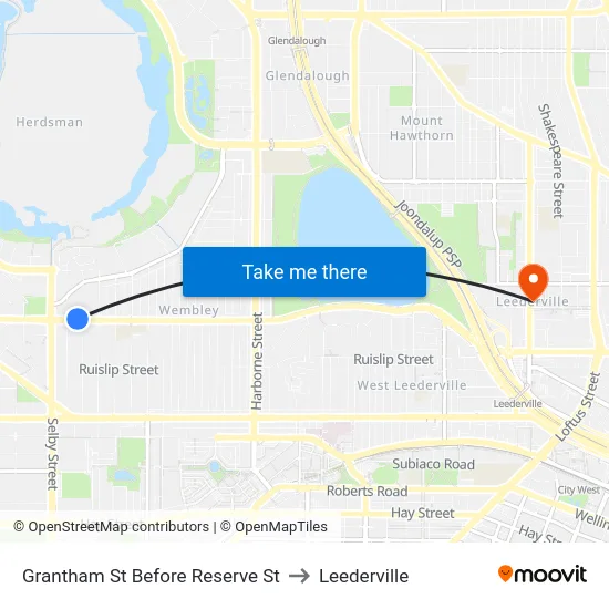 Grantham St Before Reserve St to Leederville map