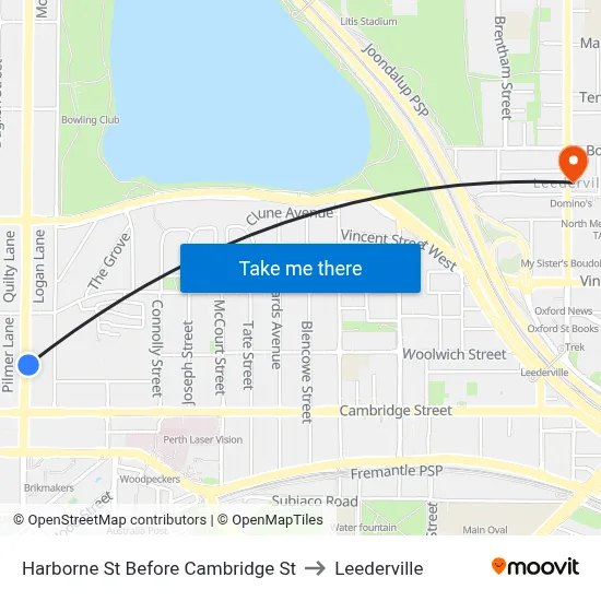 Harborne St Before Cambridge St to Leederville map