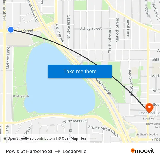 Powis St Harborne St to Leederville map