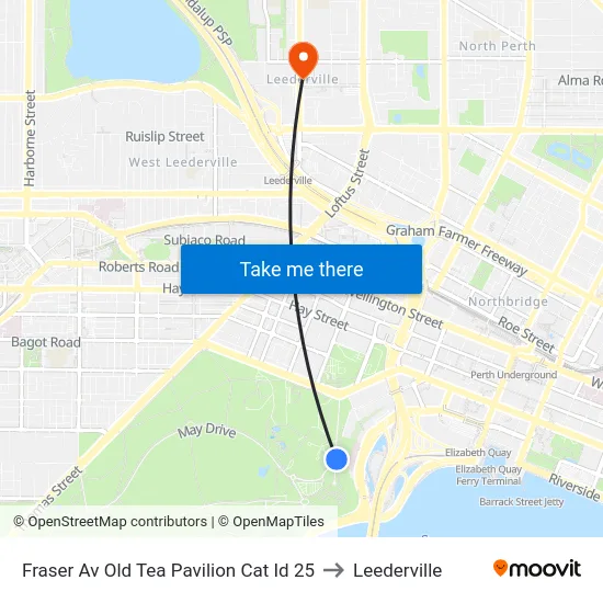 Fraser Av Old Tea Pavilion Cat Id 25 to Leederville map