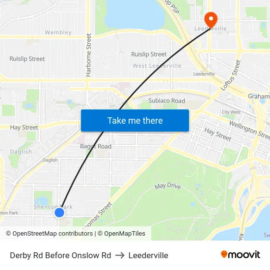 Derby Rd Before Onslow Rd to Leederville map
