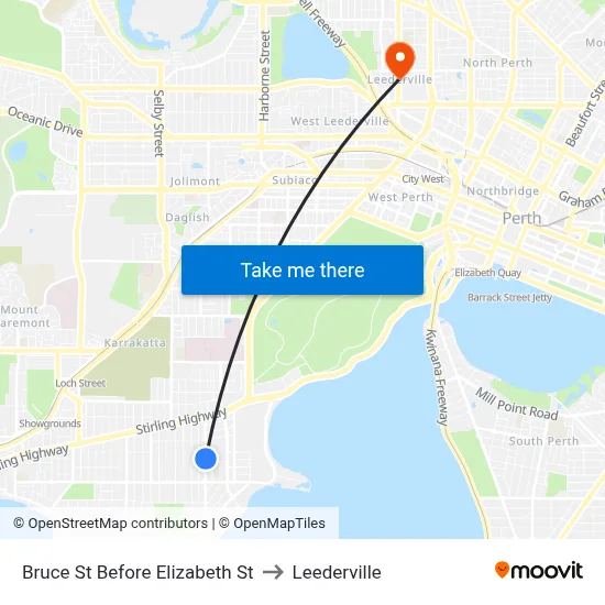 Bruce St Before Elizabeth St to Leederville map