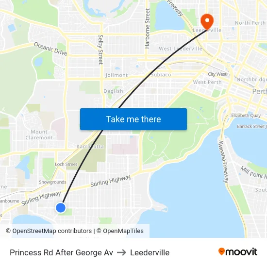Princess Rd After George Av to Leederville map