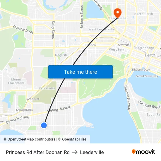 Princess Rd After Doonan Rd to Leederville map