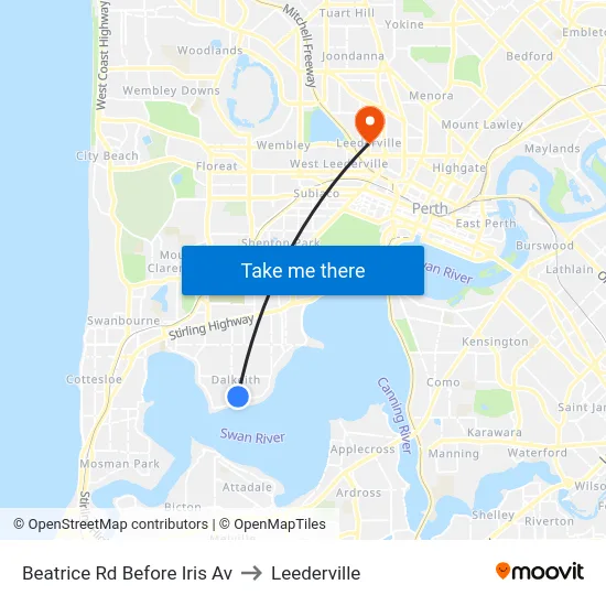 Beatrice Rd Before Iris Av to Leederville map