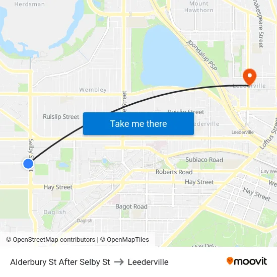 Alderbury St After Selby St to Leederville map