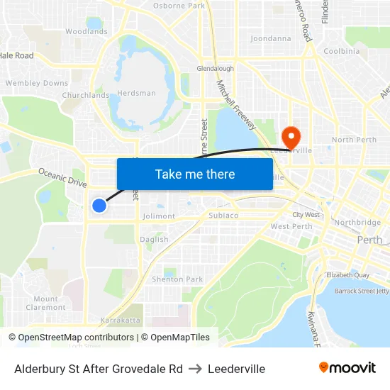 Alderbury St After Grovedale Rd to Leederville map