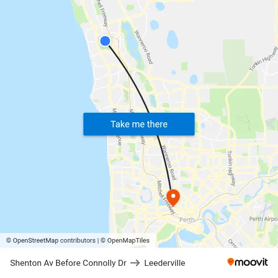 Shenton Av Before Connolly Dr to Leederville map