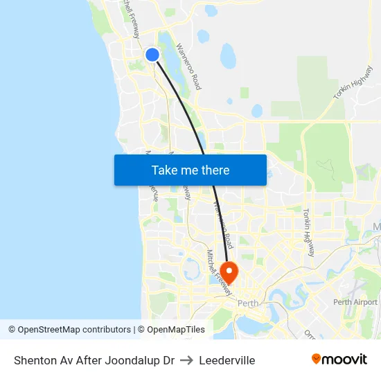 Shenton Av After Joondalup Dr to Leederville map