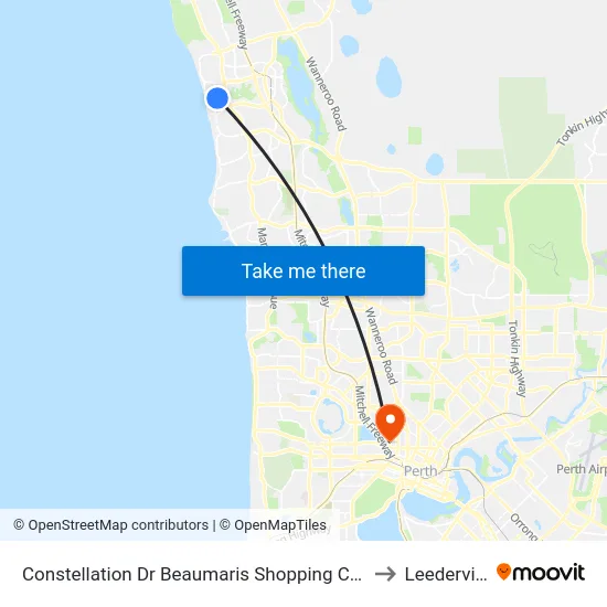 Constellation Dr Beaumaris Shopping Centre to Leederville map