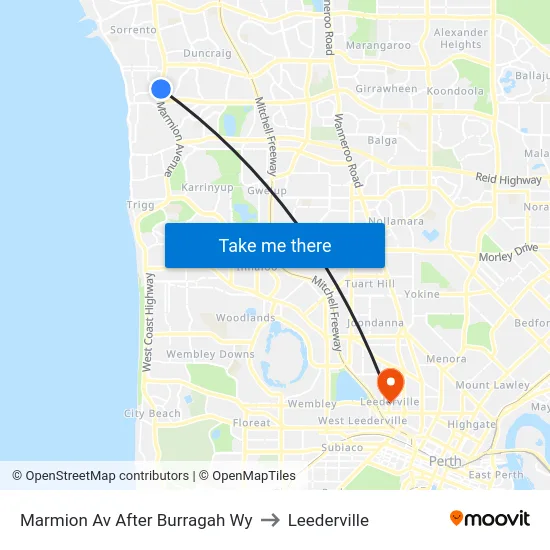 Marmion Av After Burragah Wy to Leederville map