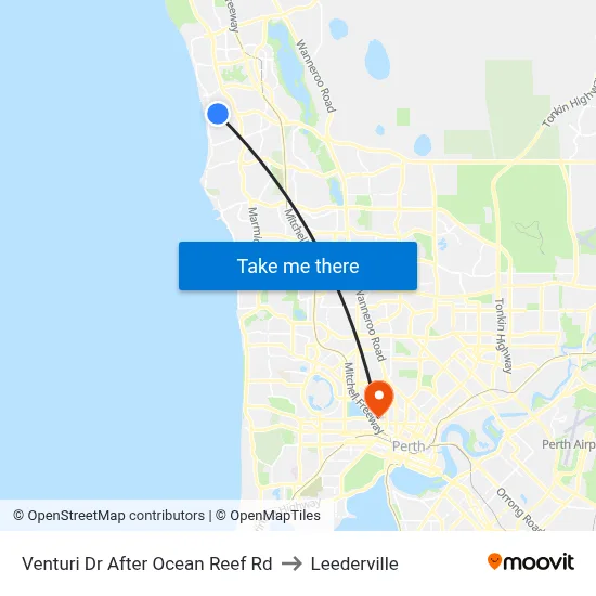 Venturi Dr After Ocean Reef Rd to Leederville map