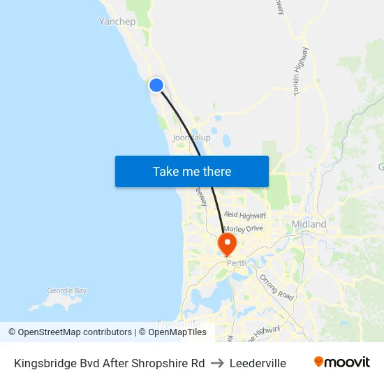 Kingsbridge Bvd After Shropshire Rd to Leederville map