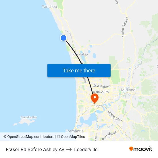 Fraser Rd Before Ashley Av to Leederville map