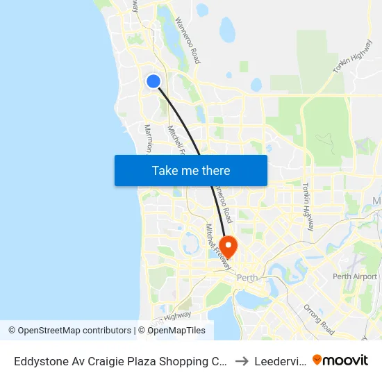 Eddystone Av Craigie Plaza Shopping Centre to Leederville map