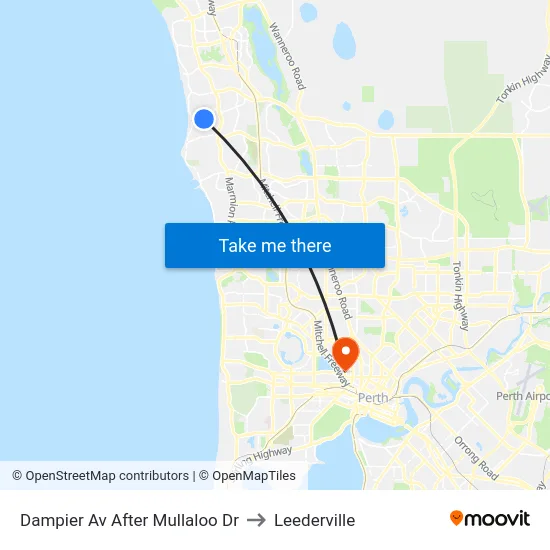 Dampier Av After Mullaloo Dr to Leederville map