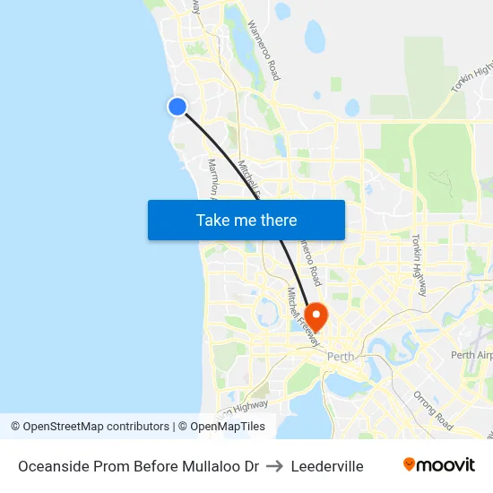 Oceanside Prom Before Mullaloo Dr to Leederville map