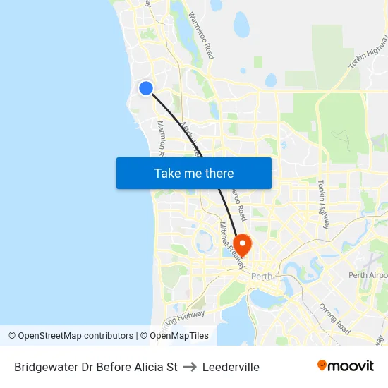 Bridgewater Dr Before Alicia St to Leederville map