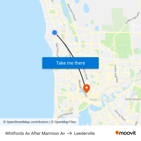 Whitfords Av After Marmion Av to Leederville map
