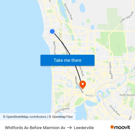 Whitfords Av Before Marmion Av to Leederville map