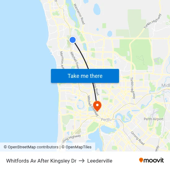 Whitfords Av After Kingsley Dr to Leederville map