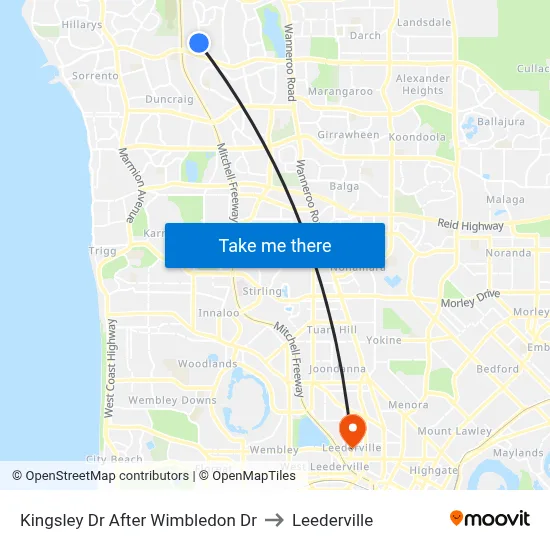 Kingsley Dr After Wimbledon Dr to Leederville map