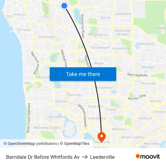 Barridale Dr Before Whitfords Av to Leederville map