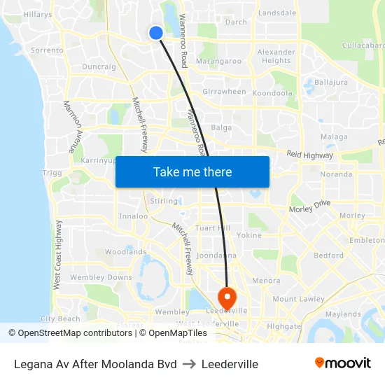 Legana Av After Moolanda Bvd to Leederville map