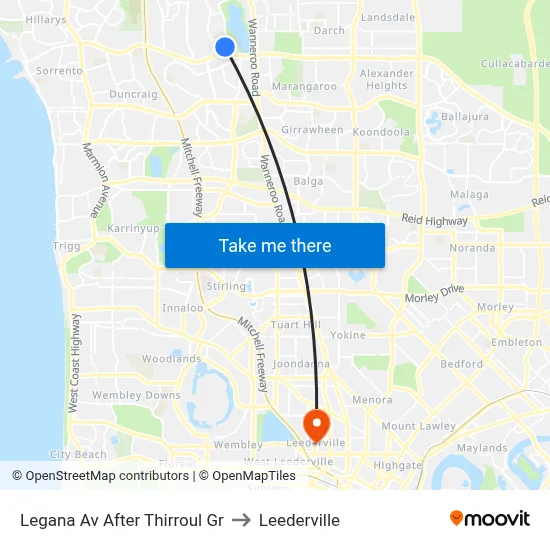 Legana Av After Thirroul Gr to Leederville map
