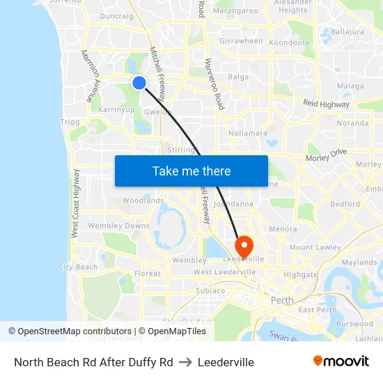 North Beach Rd After Duffy Rd to Leederville map
