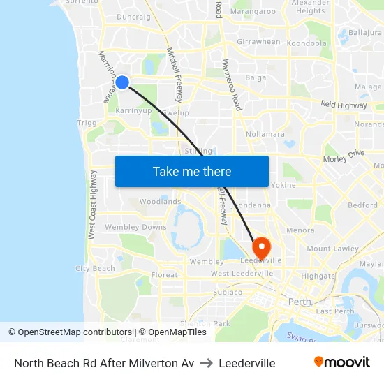 North Beach Rd After Milverton Av to Leederville map