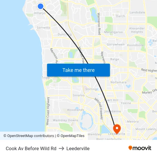 Cook Av Before Wild Rd to Leederville map