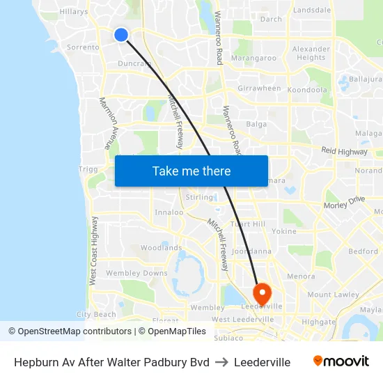 Hepburn Av After Walter Padbury Bvd to Leederville map