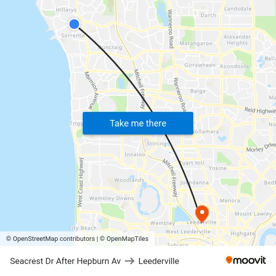 Seacrest Dr After Hepburn Av to Leederville map