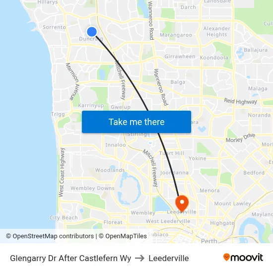 Glengarry Dr After Castlefern Wy to Leederville map