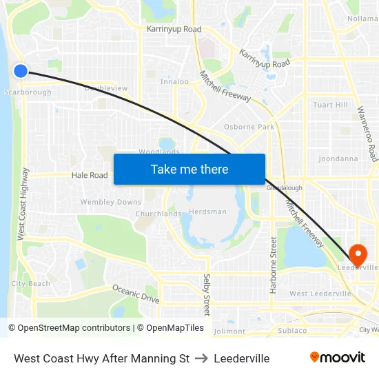 West Coast Hwy After Manning St to Leederville map