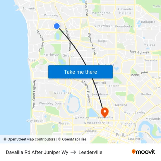 Davallia Rd After Juniper Wy to Leederville map